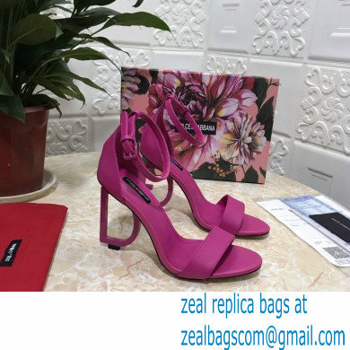 Dolce  &  Gabbana Heel 10.5cm Leather Sandals Fuchsia with D & G Heel 2021